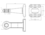 Ucho dyszla D40-C.B6.T42 – rysunek techniczny z wymiarami